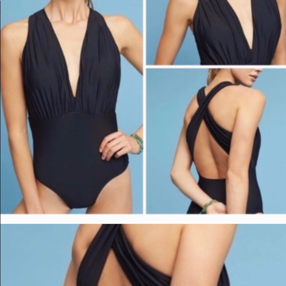 XS Anthropologie Zinnia Plunge One Piece
